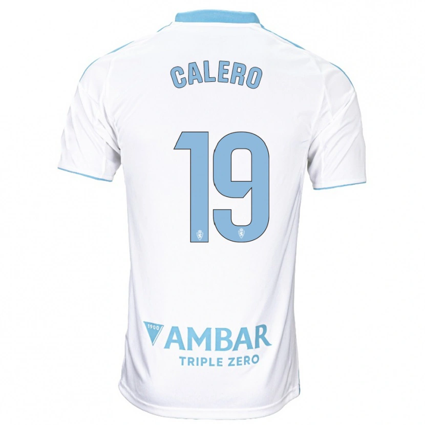 Danxen Femme Maillot Iván Calero #19 Blanc Bleu Ciel Tenues Domicile 2025/26 T-Shirt
