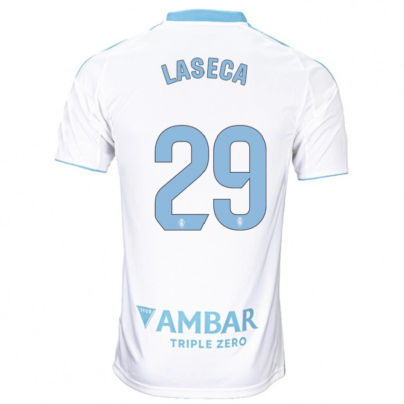 Danxen Femme Maillot Alejandro Laseca #29 Blanc Bleu Ciel Tenues Domicile 2025/26 T-Shirt