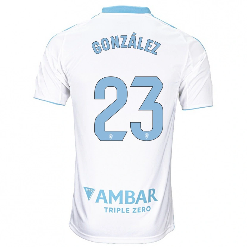 Danxen Femme Maillot Álex González #23 Blanc Bleu Ciel Tenues Domicile 2025/26 T-Shirt