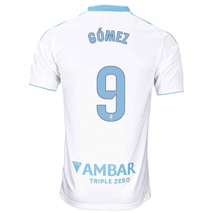 Danxen Femme Maillot Dani Gómez #9 Blanc Bleu Ciel Tenues Domicile 2025/26 T-Shirt