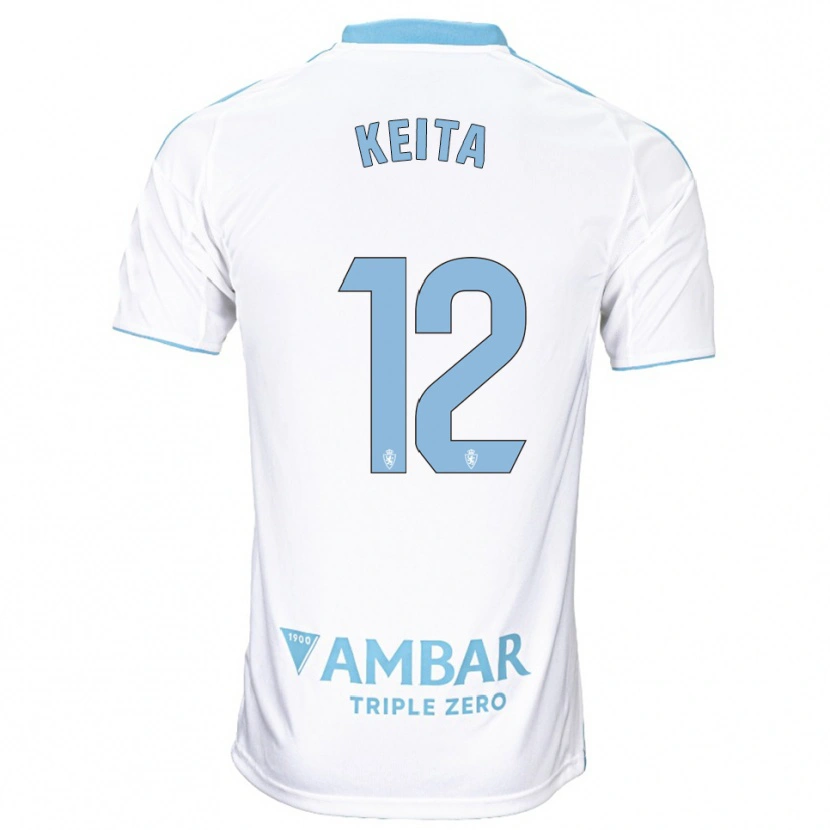 Danxen Femme Maillot Lassine Keita #12 Blanc Bleu Ciel Tenues Domicile 2025/26 T-Shirt