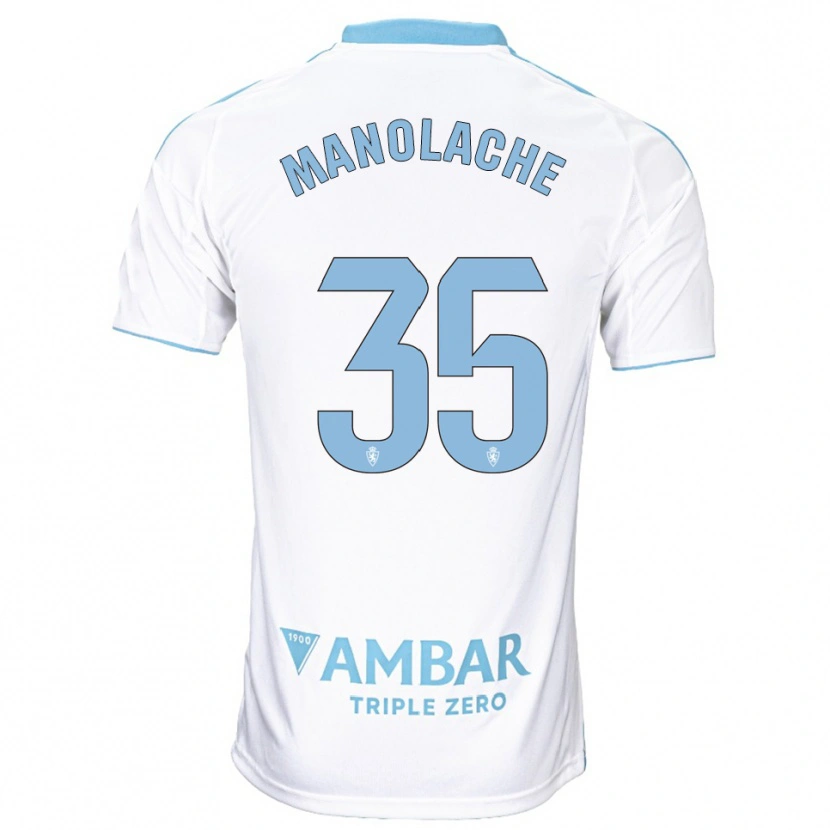 Danxen Femme Maillot Marcos Manolache #35 Blanc Bleu Ciel Tenues Domicile 2025/26 T-Shirt