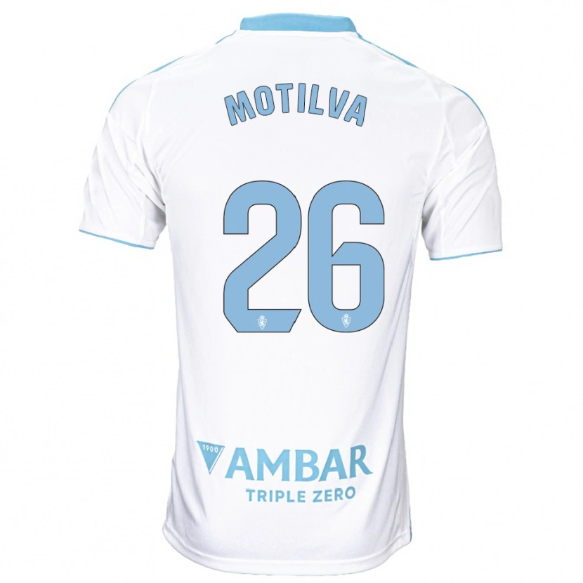 Danxen Femme Maillot Adrián Motilva #26 Blanc Bleu Ciel Tenues Domicile 2025/26 T-Shirt