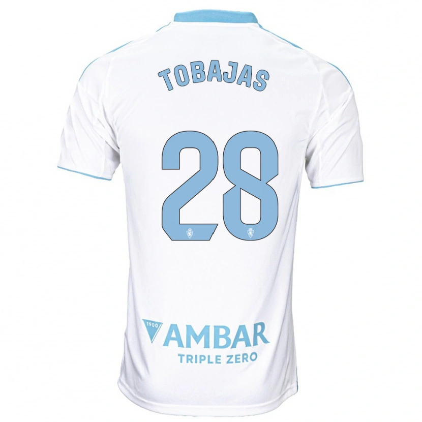 Danxen Femme Maillot Jaime Tobajas #28 Blanc Bleu Ciel Tenues Domicile 2025/26 T-Shirt