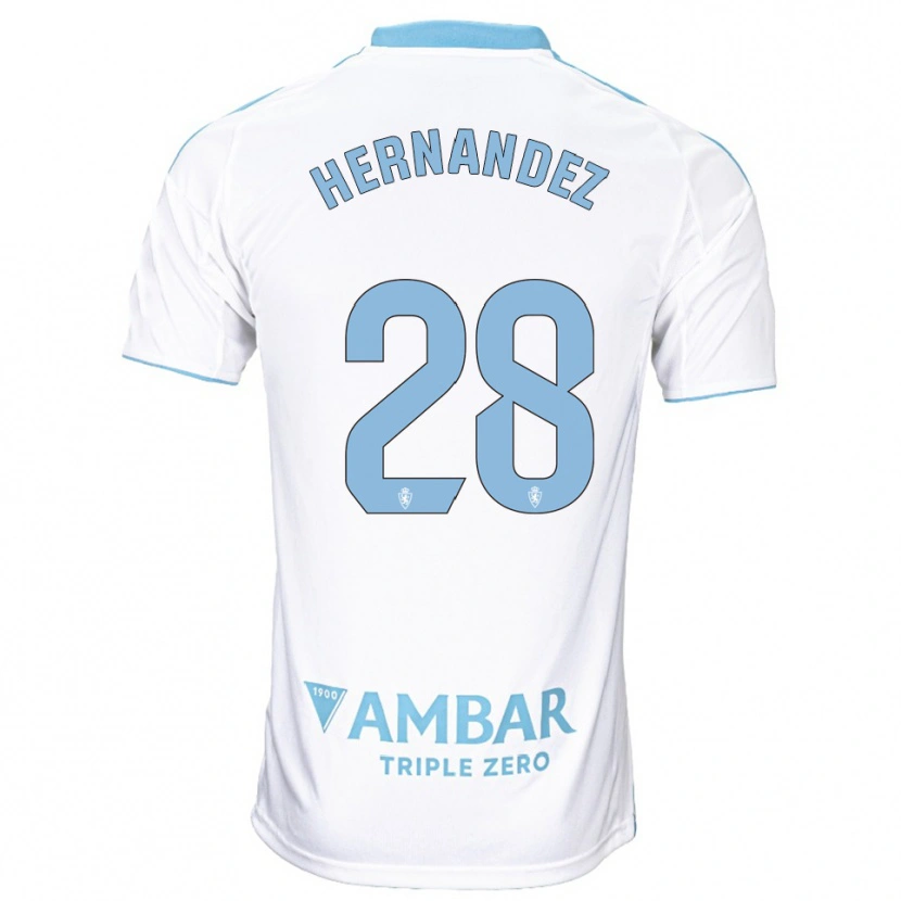 Danxen Femme Maillot Diego Hernández #28 Blanc Bleu Ciel Tenues Domicile 2025/26 T-Shirt