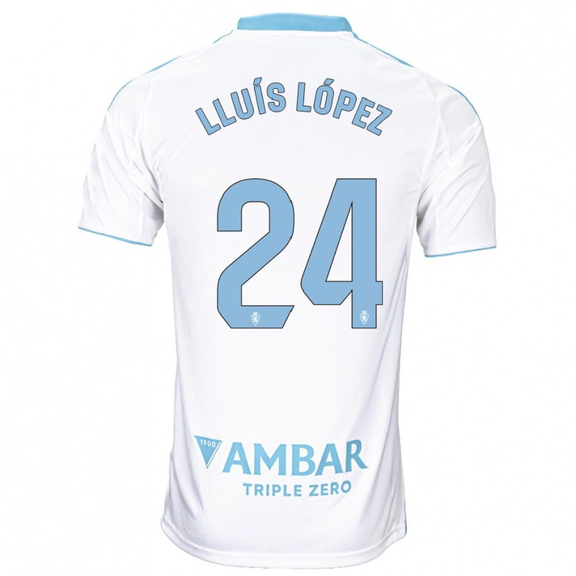 Danxen Femme Maillot Lluís López #24 Blanc Bleu Ciel Tenues Domicile 2025/26 T-Shirt