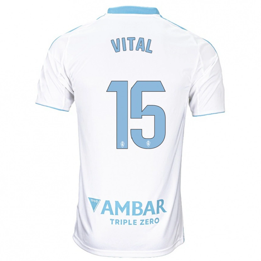 Danxen Femme Maillot Bernardo Vital #15 Blanc Bleu Ciel Tenues Domicile 2025/26 T-Shirt