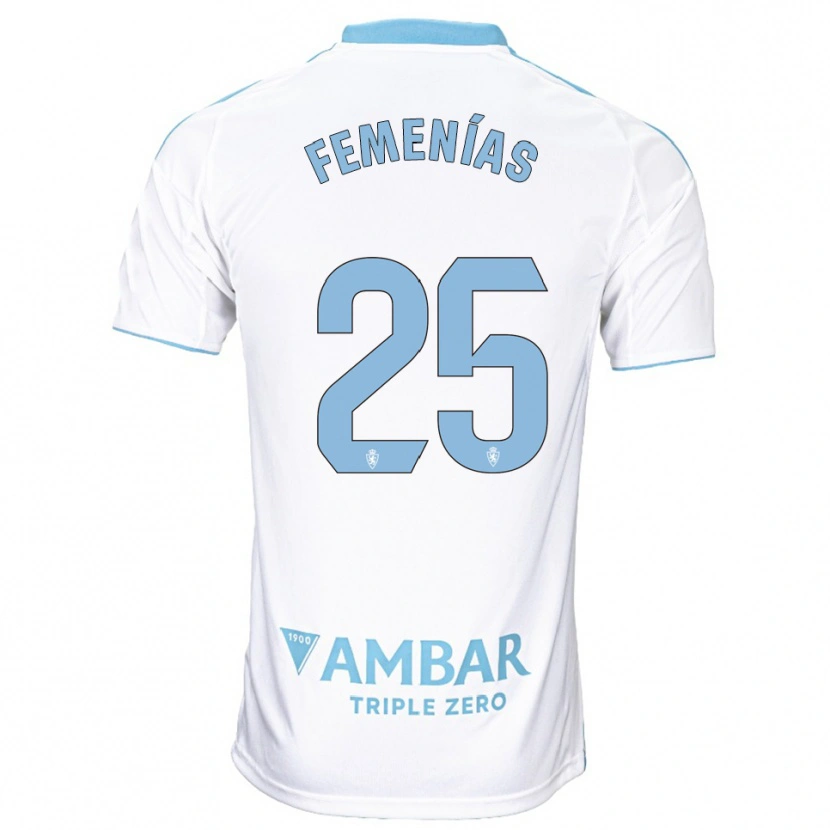 Danxen Femme Maillot Joan Femenías #25 Blanc Bleu Ciel Tenues Domicile 2025/26 T-Shirt