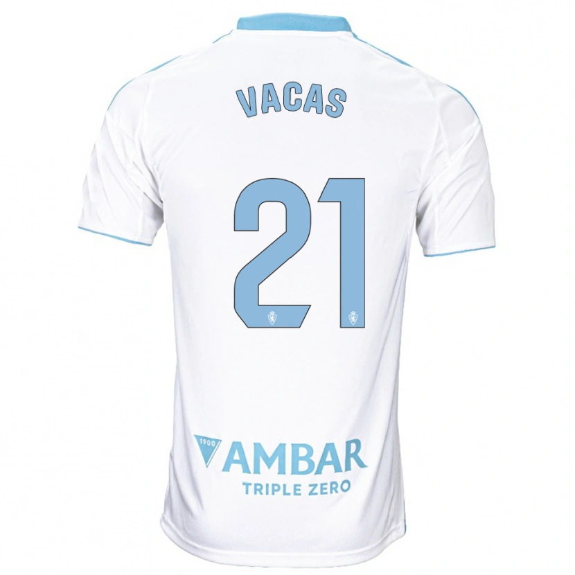 Danxen Femme Maillot Óscar Vacas #21 Blanc Bleu Ciel Tenues Domicile 2025/26 T-Shirt