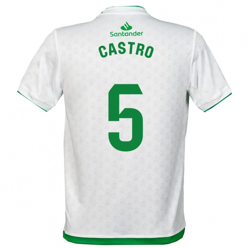 Danxen Femme Maillot Javi Castro #5 Vert Blanc Tenues Domicile 2025/26 T-Shirt