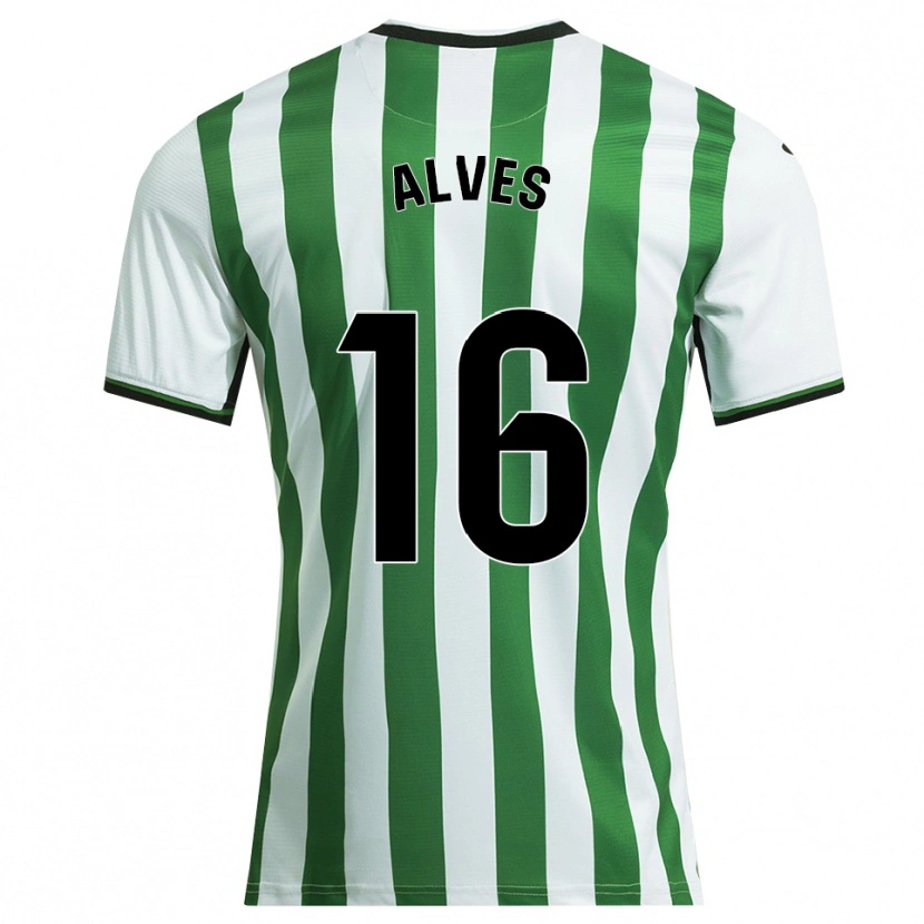 Danxen Femme Maillot Rubén Alves #16 Blanc Vert Tenues Domicile 2025/26 T-Shirt