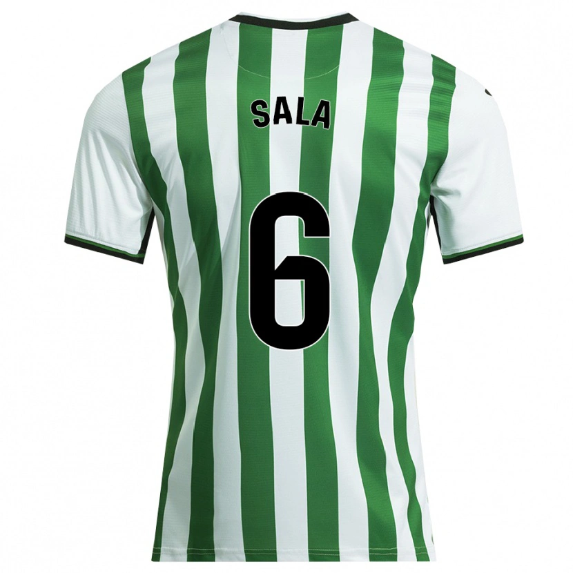 Danxen Femme Maillot Álex Sala #6 Blanc Vert Tenues Domicile 2025/26 T-Shirt