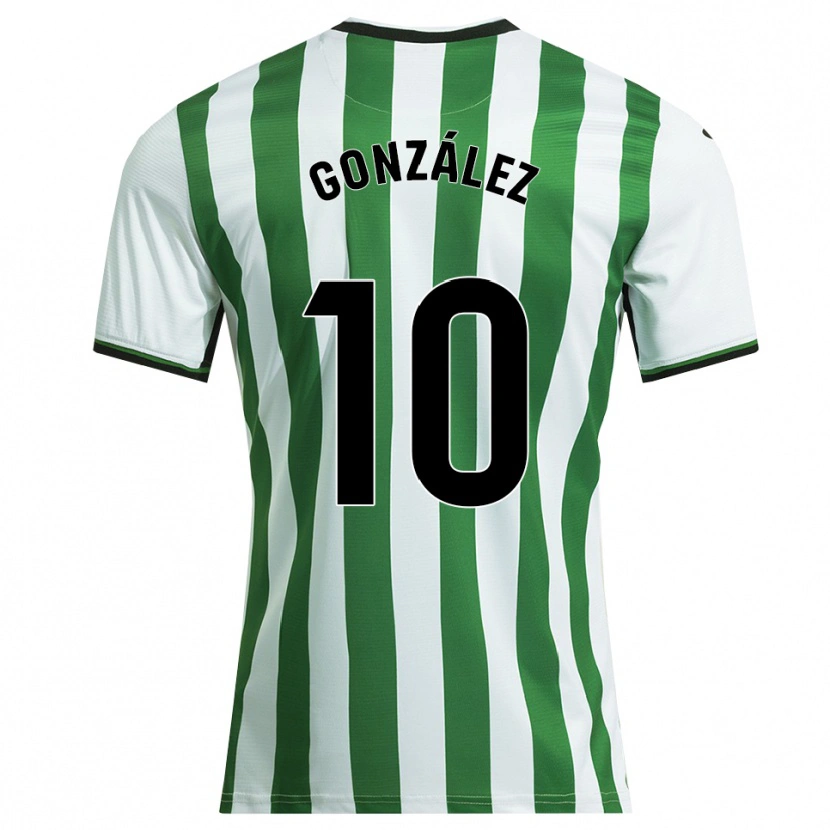 Danxen Femme Maillot Jacobo González #10 Blanc Vert Tenues Domicile 2025/26 T-Shirt