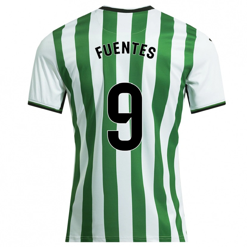 Danxen Femme Maillot Adrián Fuentes #9 Blanc Vert Tenues Domicile 2025/26 T-Shirt