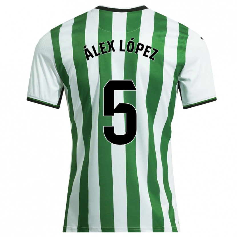 Danxen Femme Maillot Álex López #5 Blanc Vert Tenues Domicile 2025/26 T-Shirt
