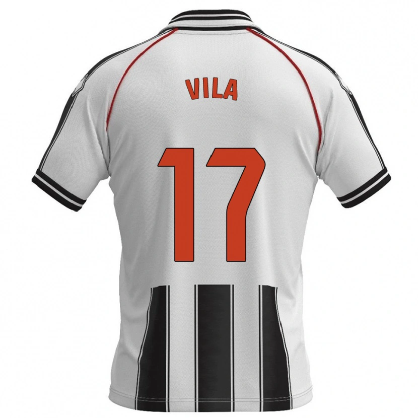 Danxen Femme Maillot Manu Vila #17 Blanc Noir Tenues Domicile 2025/26 T-Shirt