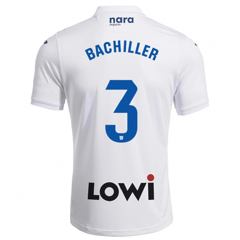 Danxen Femme Maillot Iker Bachiller #3 Blanc Marine Tenues Domicile 2025/26 T-Shirt