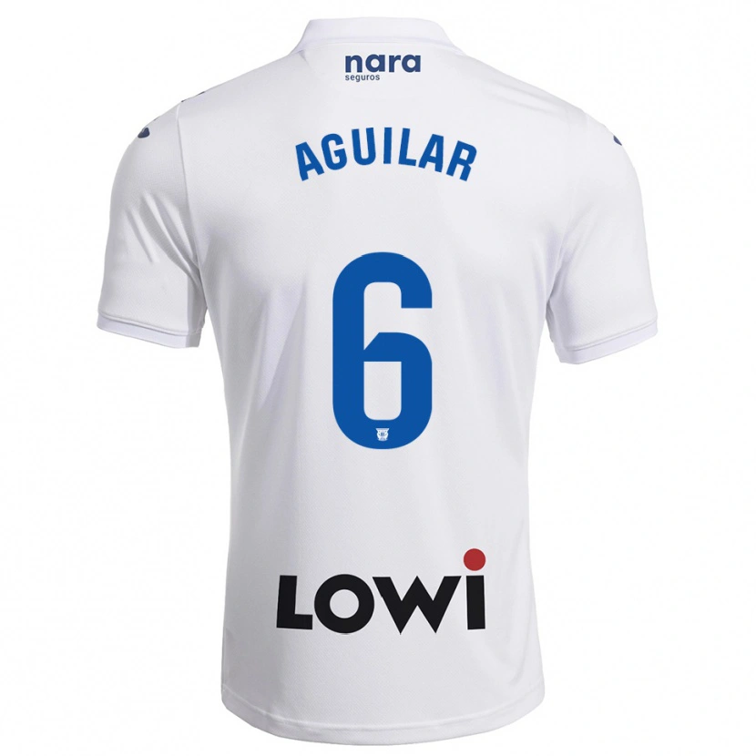 Danxen Femme Maillot Lalo Aguilar #6 Blanc Marine Tenues Domicile 2025/26 T-Shirt