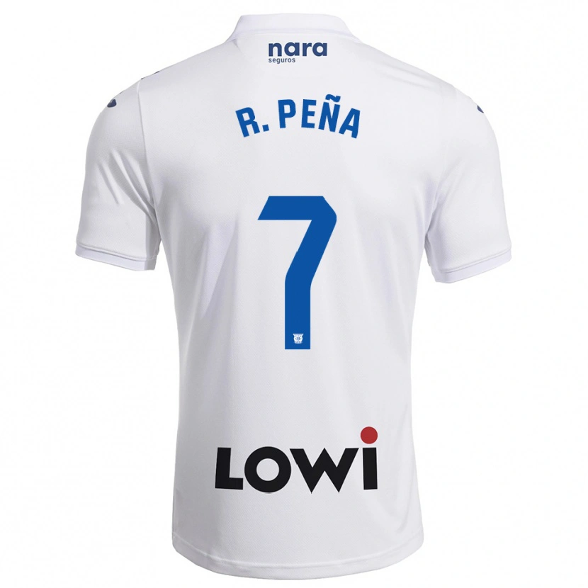 Danxen Femme Maillot Rubén Peña #7 Blanc Marine Tenues Domicile 2025/26 T-Shirt