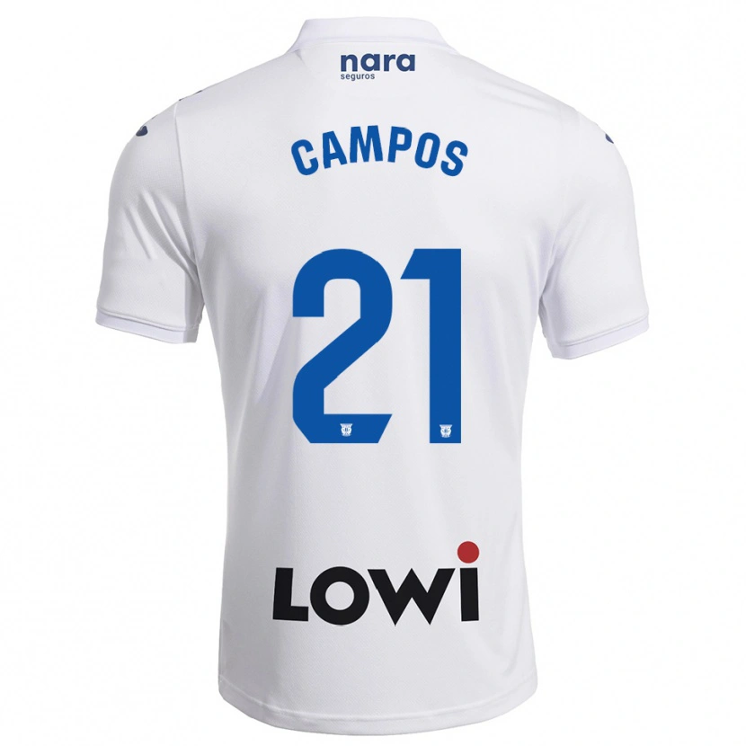 Danxen Femme Maillot Andrés Campos #21 Blanc Marine Tenues Domicile 2025/26 T-Shirt