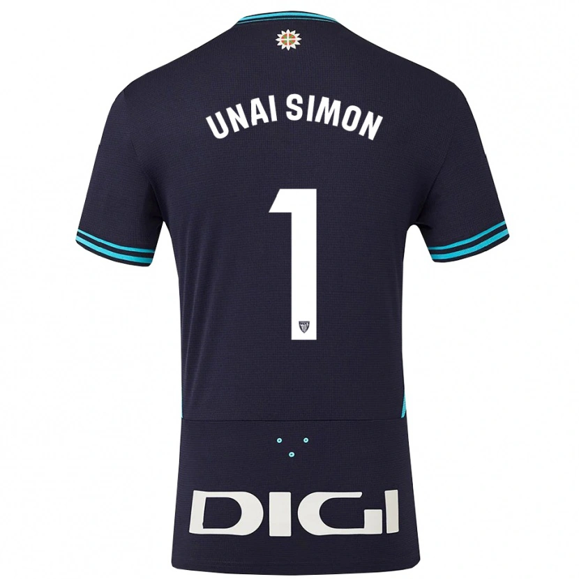 Danxen Femme Maillot Unai Simón #1 Marine Bleu Ciel Tenues Extérieur 2025/26 T-Shirt