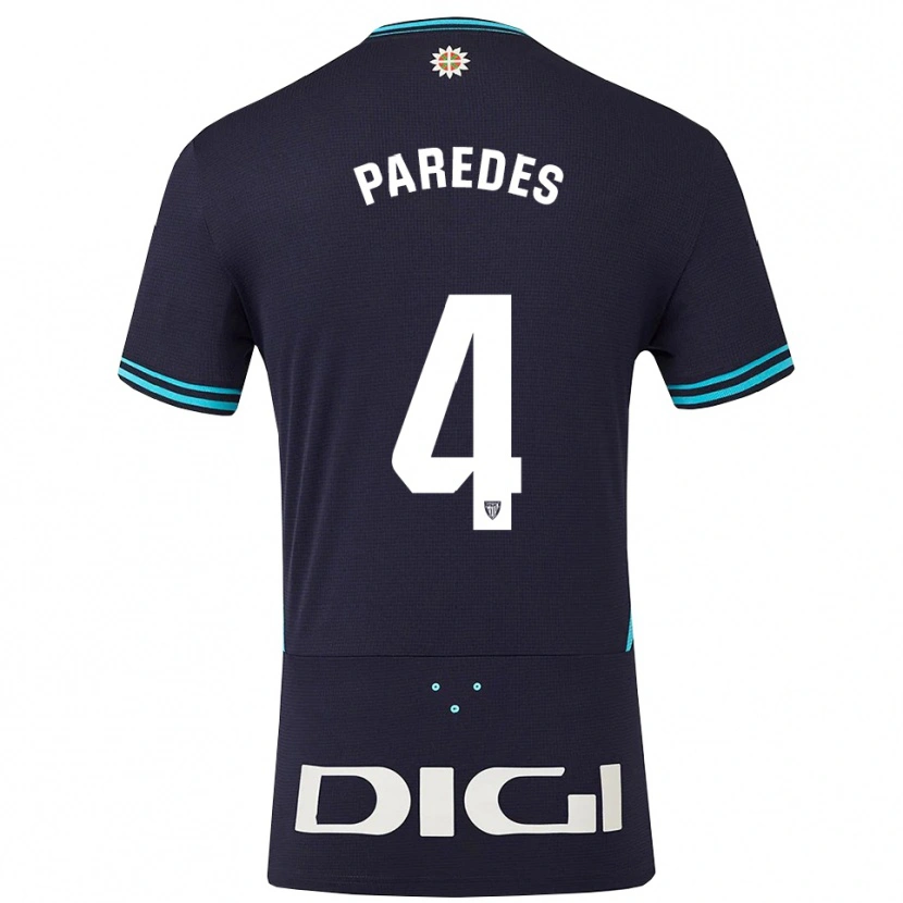 Danxen Femme Maillot Aitor Paredes #4 Marine Bleu Ciel Tenues Extérieur 2025/26 T-Shirt