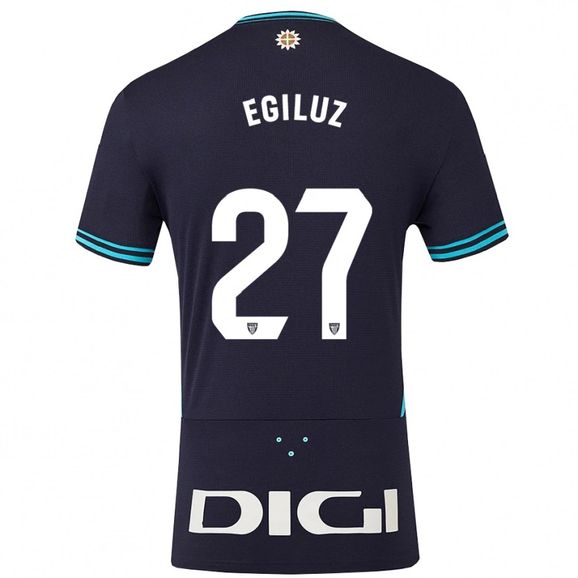 Danxen Femme Maillot Unai Egiluz #27 Marine Bleu Ciel Tenues Extérieur 2025/26 T-Shirt