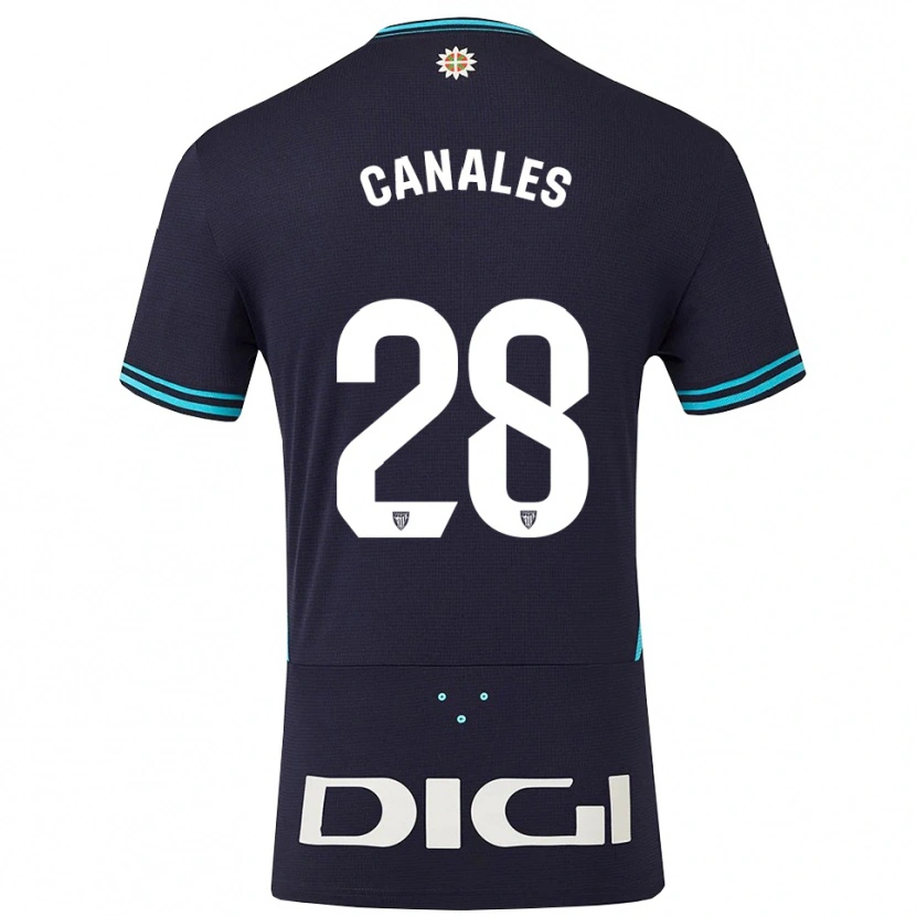 Danxen Femme Maillot Peio Canales #28 Marine Bleu Ciel Tenues Extérieur 2025/26 T-Shirt