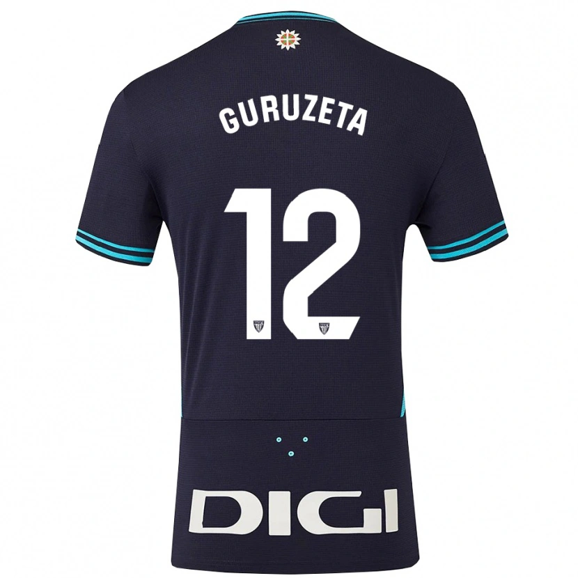 Danxen Femme Maillot Gorka Guruzeta #12 Marine Bleu Ciel Tenues Extérieur 2025/26 T-Shirt