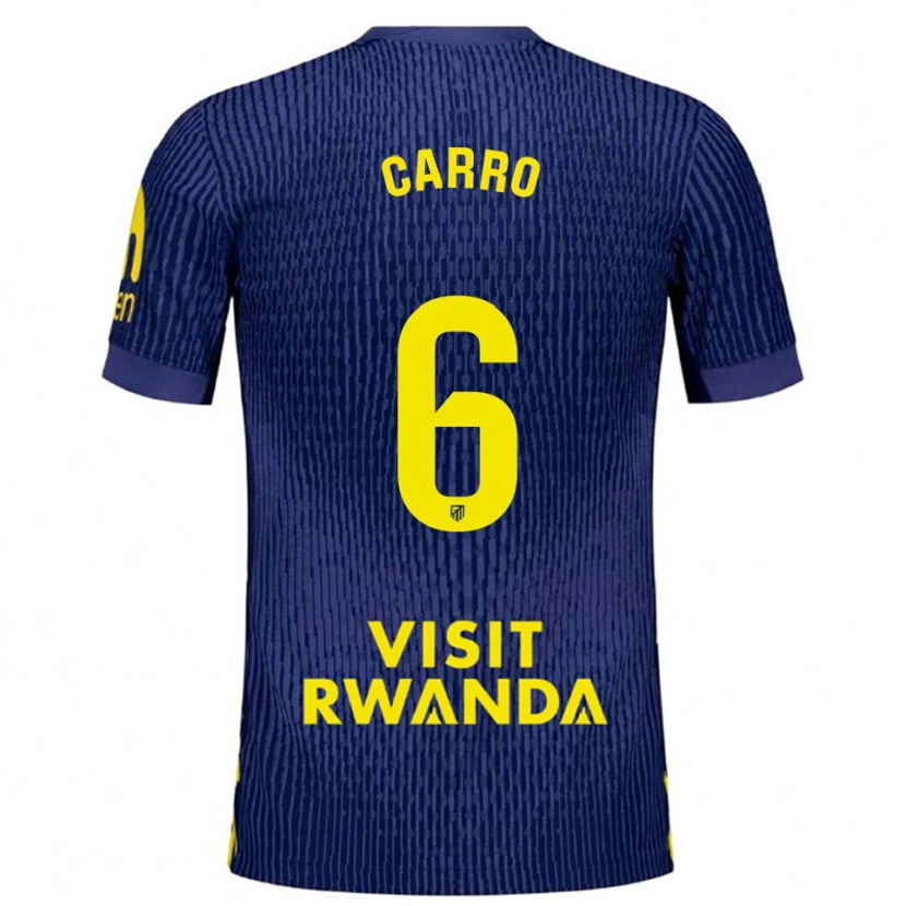 Danxen Femme Maillot Mikel Carro #6 Marine Jaune Tenues Extérieur 2025/26 T-Shirt