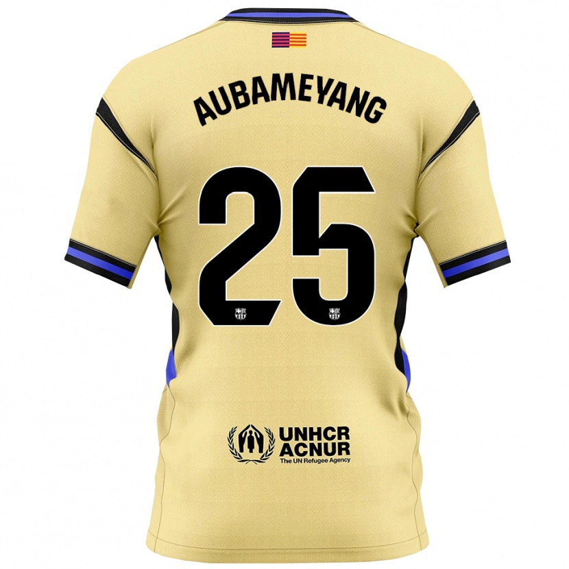 Danxen Femme Maillot Pierre Emerick Aubameyang #25 Jaune Noir Tenues Extérieur 2025/26 T-Shirt