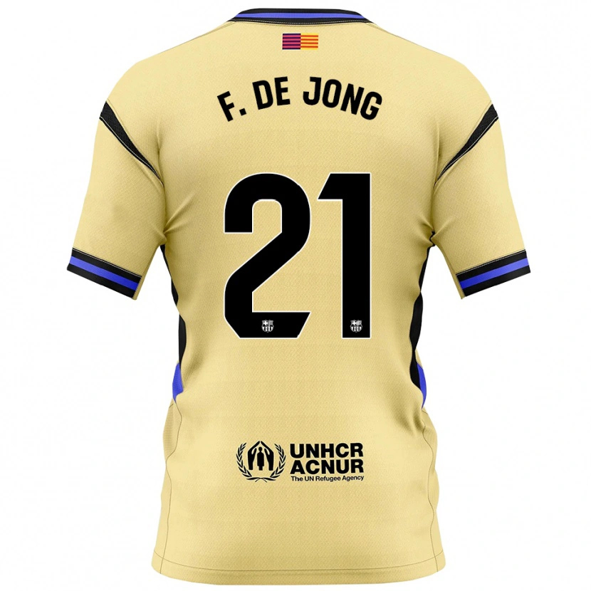 Danxen Femme Maillot Frenkie De Jong #21 Jaune Noir Tenues Extérieur 2025/26 T-Shirt