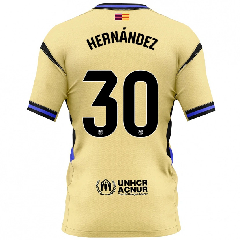 Danxen Femme Maillot Juan Hernández #30 Jaune Noir Tenues Extérieur 2025/26 T-Shirt