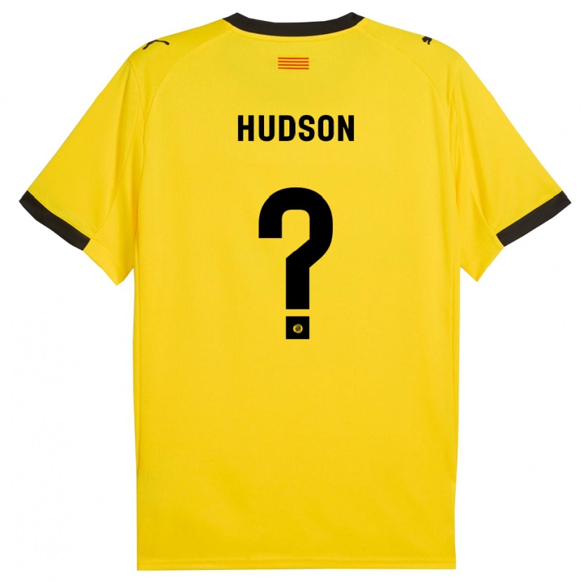 Danxen Femme Maillot Hudson #0 Jaune Noir Tenues Extérieur 2025/26 T-Shirt