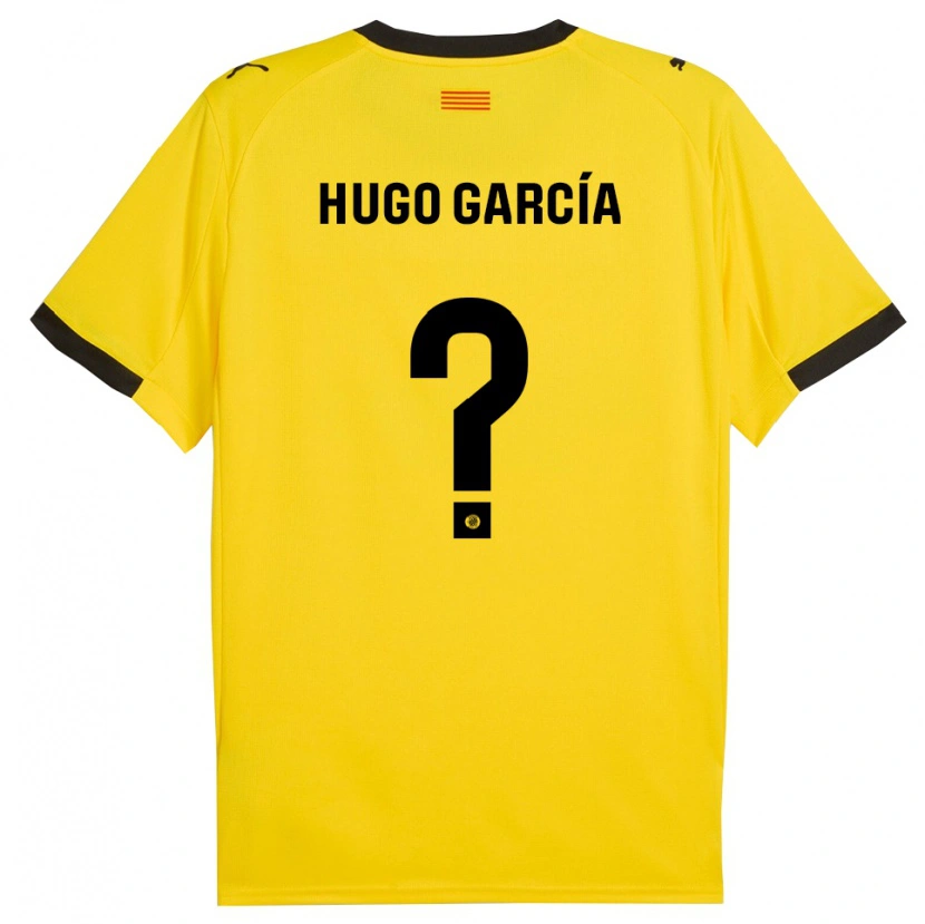 Danxen Femme Maillot Hugo García #0 Jaune Noir Tenues Extérieur 2025/26 T-Shirt