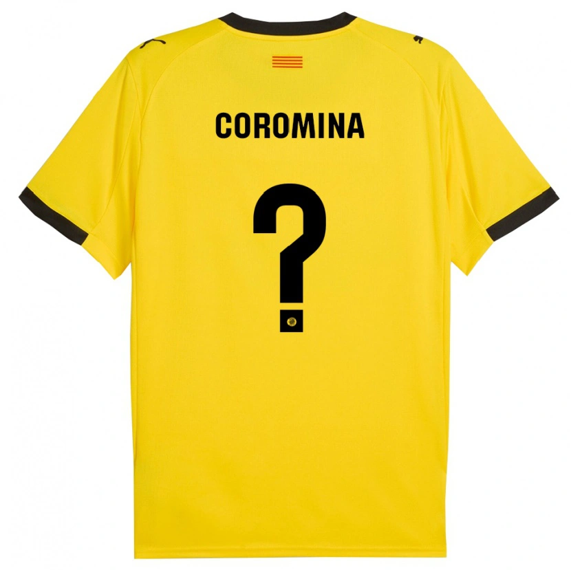 Danxen Femme Maillot Arnau Coromina #0 Jaune Noir Tenues Extérieur 2025/26 T-Shirt