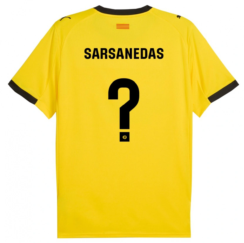 Danxen Femme Maillot Joao Sarsanedas #0 Jaune Noir Tenues Extérieur 2025/26 T-Shirt