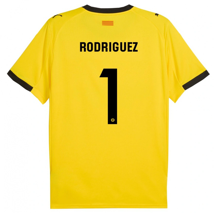 Danxen Femme Maillot Maria Rodríguez #1 Jaune Noir Tenues Extérieur 2025/26 T-Shirt