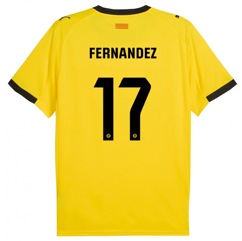 Danxen Femme Maillot Daniel Fernández #17 Jaune Noir Tenues Extérieur 2025/26 T-Shirt