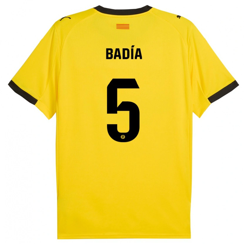 Danxen Femme Maillot Guillem Badia #5 Jaune Noir Tenues Extérieur 2025/26 T-Shirt