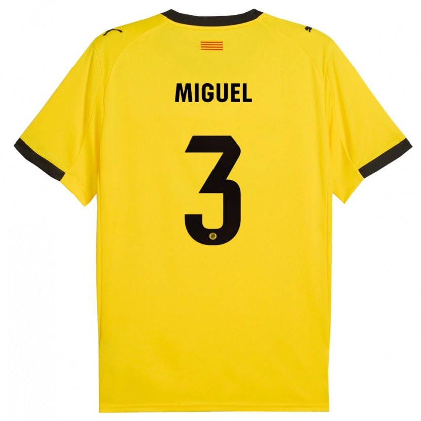 Danxen Femme Maillot Miguel Gutiérrez #3 Jaune Noir Tenues Extérieur 2025/26 T-Shirt