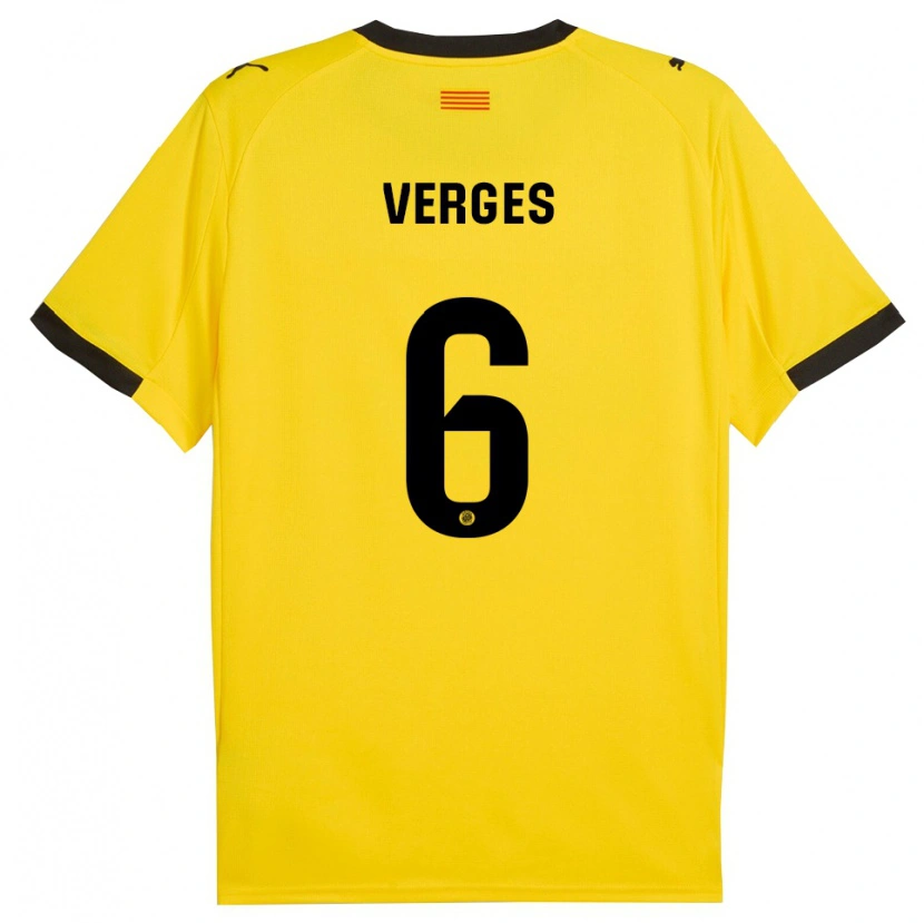 Danxen Femme Maillot Mar Vergés #6 Jaune Noir Tenues Extérieur 2025/26 T-Shirt