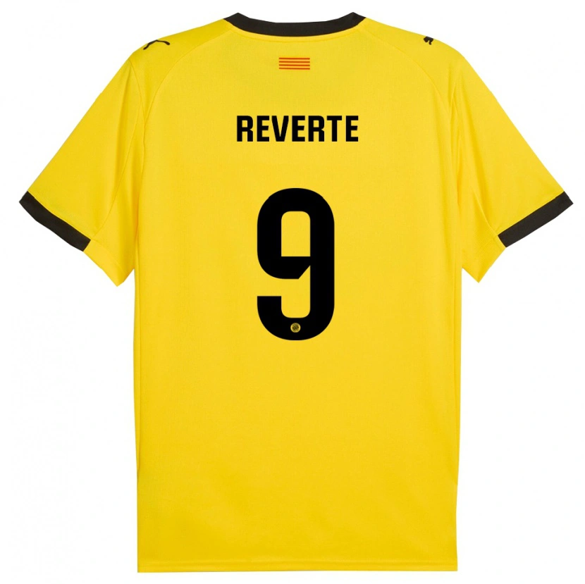 Danxen Femme Maillot Unai Reverte #9 Jaune Noir Tenues Extérieur 2025/26 T-Shirt