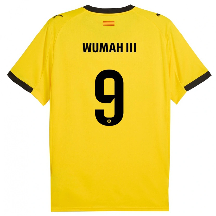 Danxen Femme Maillot Edward Wumah Iii #9 Jaune Noir Tenues Extérieur 2025/26 T-Shirt