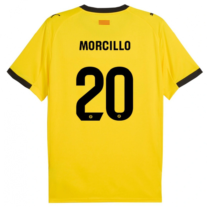 Danxen Femme Maillot Luis Morcillo #20 Jaune Noir Tenues Extérieur 2025/26 T-Shirt