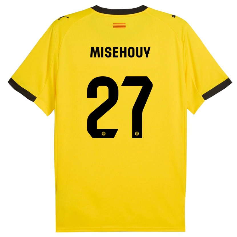 Danxen Femme Maillot Gabriel Misehouy #27 Jaune Noir Tenues Extérieur 2025/26 T-Shirt
