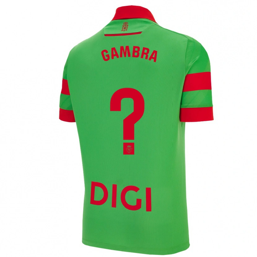 Danxen Femme Maillot Javi Gambra #0 Vert Rouge Tenues Extérieur 2025/26 T-Shirt