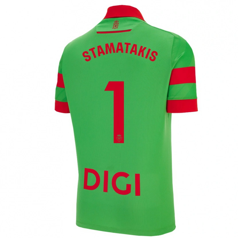 Danxen Femme Maillot Dimitrios Stamatakis #1 Vert Rouge Tenues Extérieur 2025/26 T-Shirt