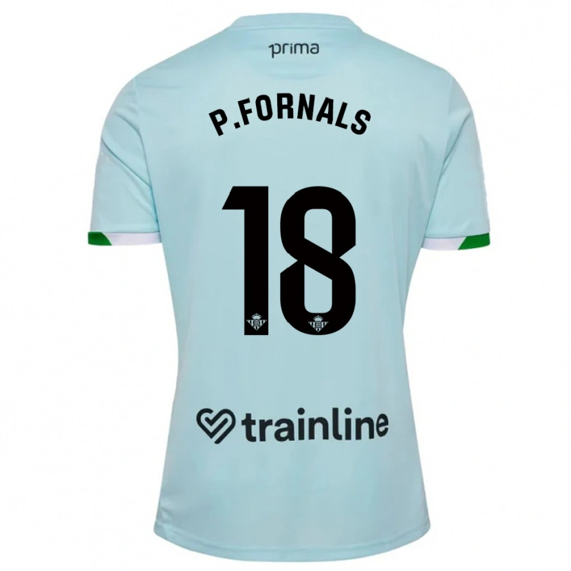 Danxen Femme Maillot Pablo Fornals #18 Bleu Ciel Vert Tenues Extérieur 2025/26 T-Shirt