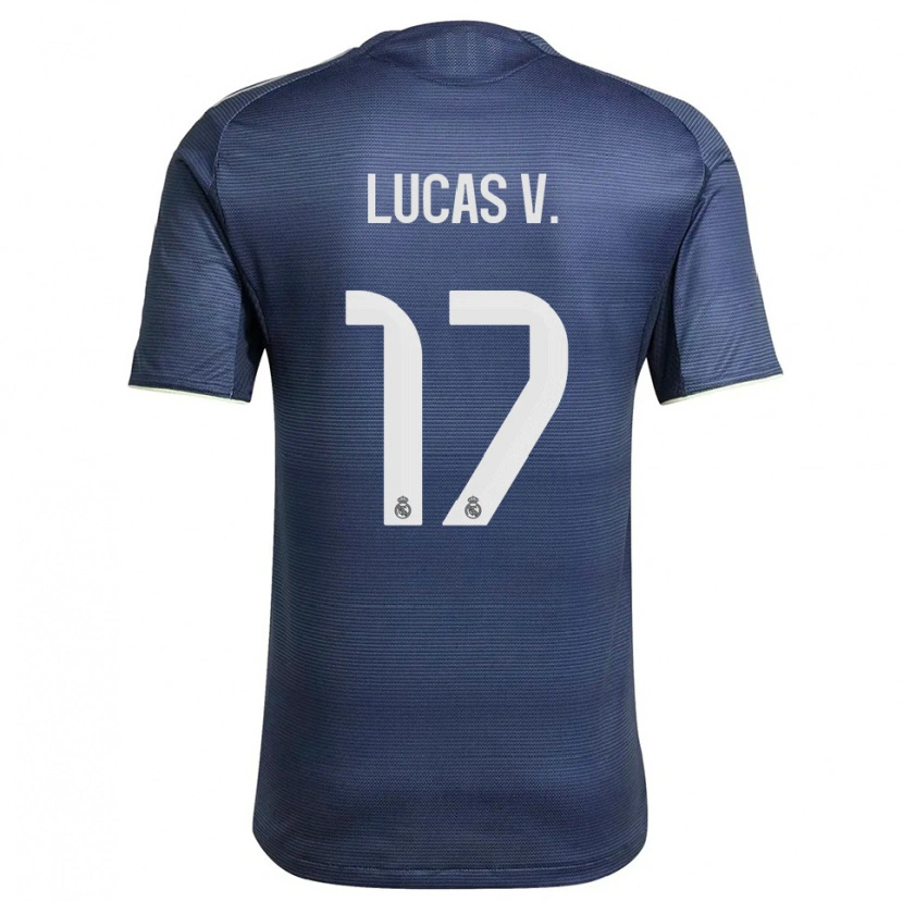Danxen Femme Maillot Lucas Vazquez #17 Marine Argent Tenues Extérieur 2025/26 T-Shirt
